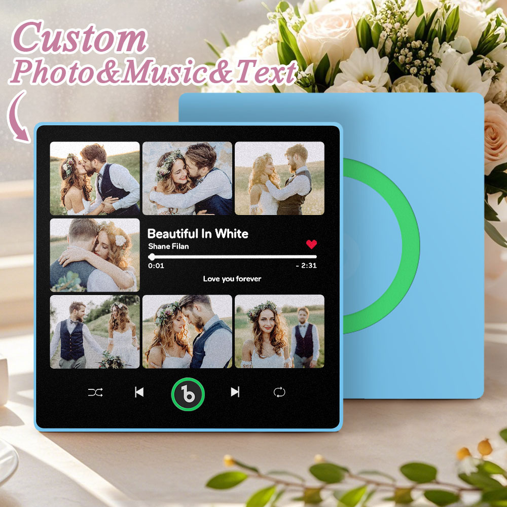 Custom Music & Multi Photo Fridge Magnet Personalized Photo Song Magnet That Can Play Music Wedding Gift for Couple - Bestchristmasgifts