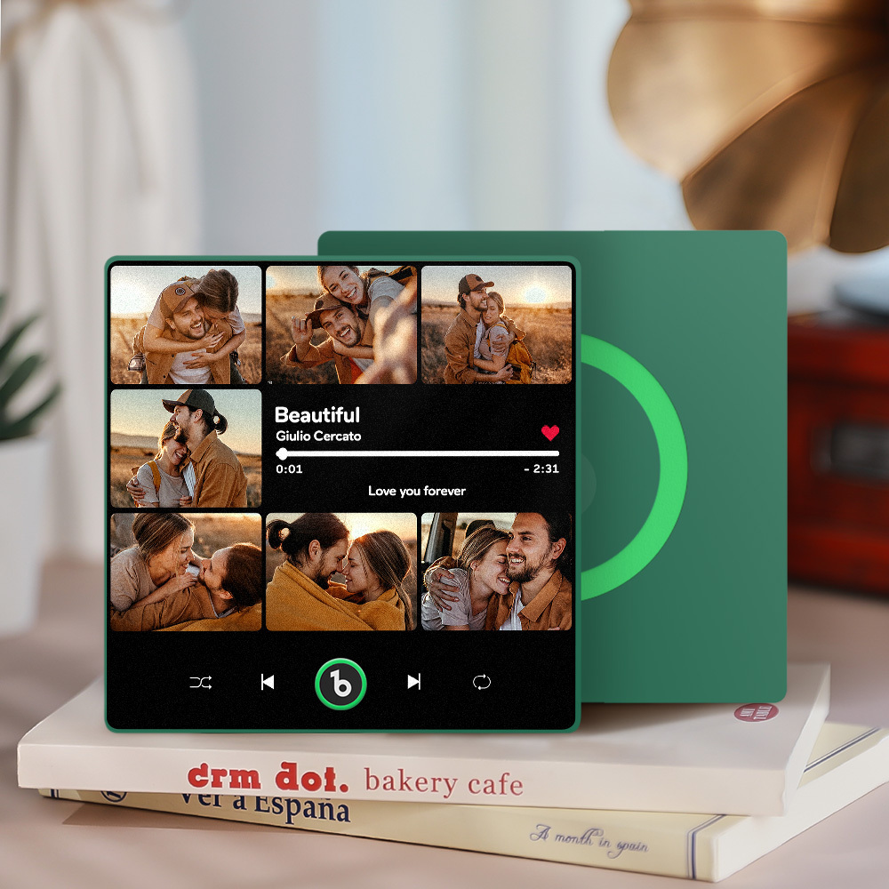 Custom Music & Multi Photo Fridge Magnet Personalized Anniversary Gift for Couple