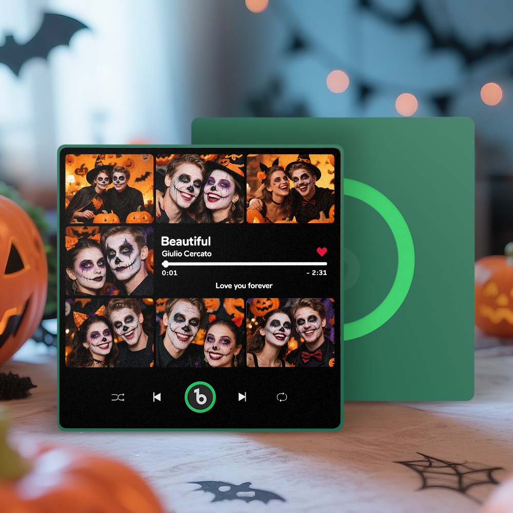 Custom Music & Multi Photo Fridge Magnet Personalized Photo Song Magnet That Can Play Music Halloween Gift for Couple - Bestchristmasgifts