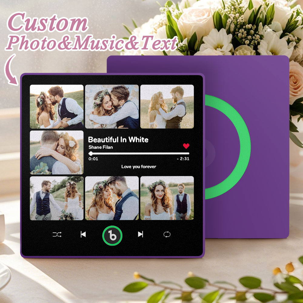 Custom Music & Multi Photo Fridge Magnet Personalized Photo Song Magnet That Can Play Music Wedding Gift for Couple - Bestchristmasgifts
