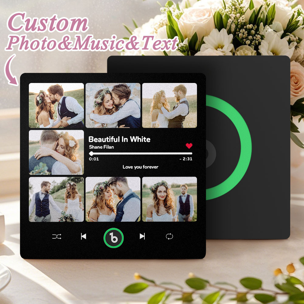 Custom Music & Multi Photo Fridge Magnet Personalized Photo Song Magnet That Can Play Music Wedding Gift for Couple - Bestchristmasgifts