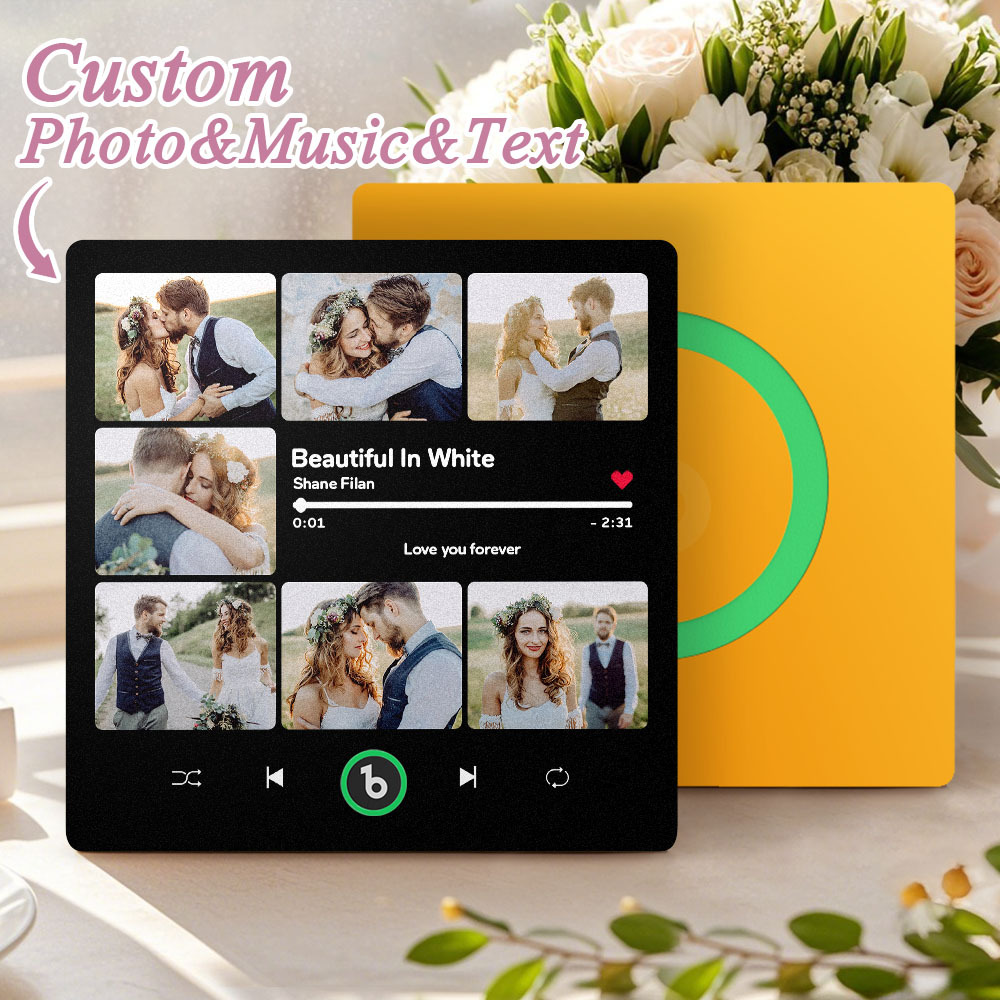 Custom Music & Multi Photo Fridge Magnet Personalized Photo Song Magnet That Can Play Music Wedding Gift for Couple - Bestchristmasgifts