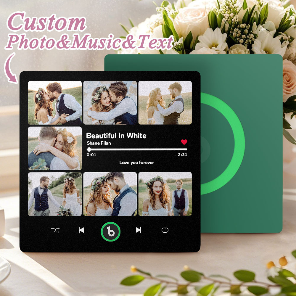 Custom Music & Multi Photo Fridge Magnet Personalized Photo Song Magnet That Can Play Music Wedding Gift for Couple - Bestchristmasgifts