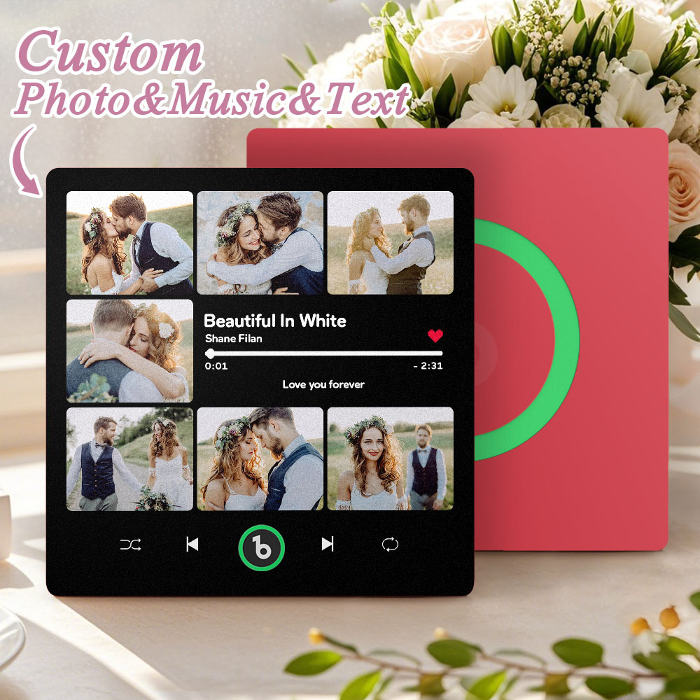 Custom Music & Multi Photo Fridge Magnet Personalized Photo Song Magnet That Can Play Music Wedding Gift for Couple - Bestchristmasgifts