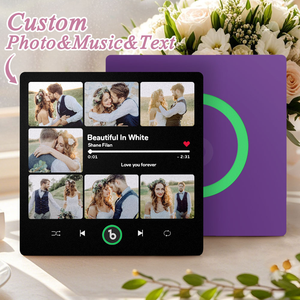 Custom Music & Multi Photo Fridge Magnet Personalized Photo Song Magnet That Can Play Music Wedding Gift for Couple - Bestchristmasgifts
