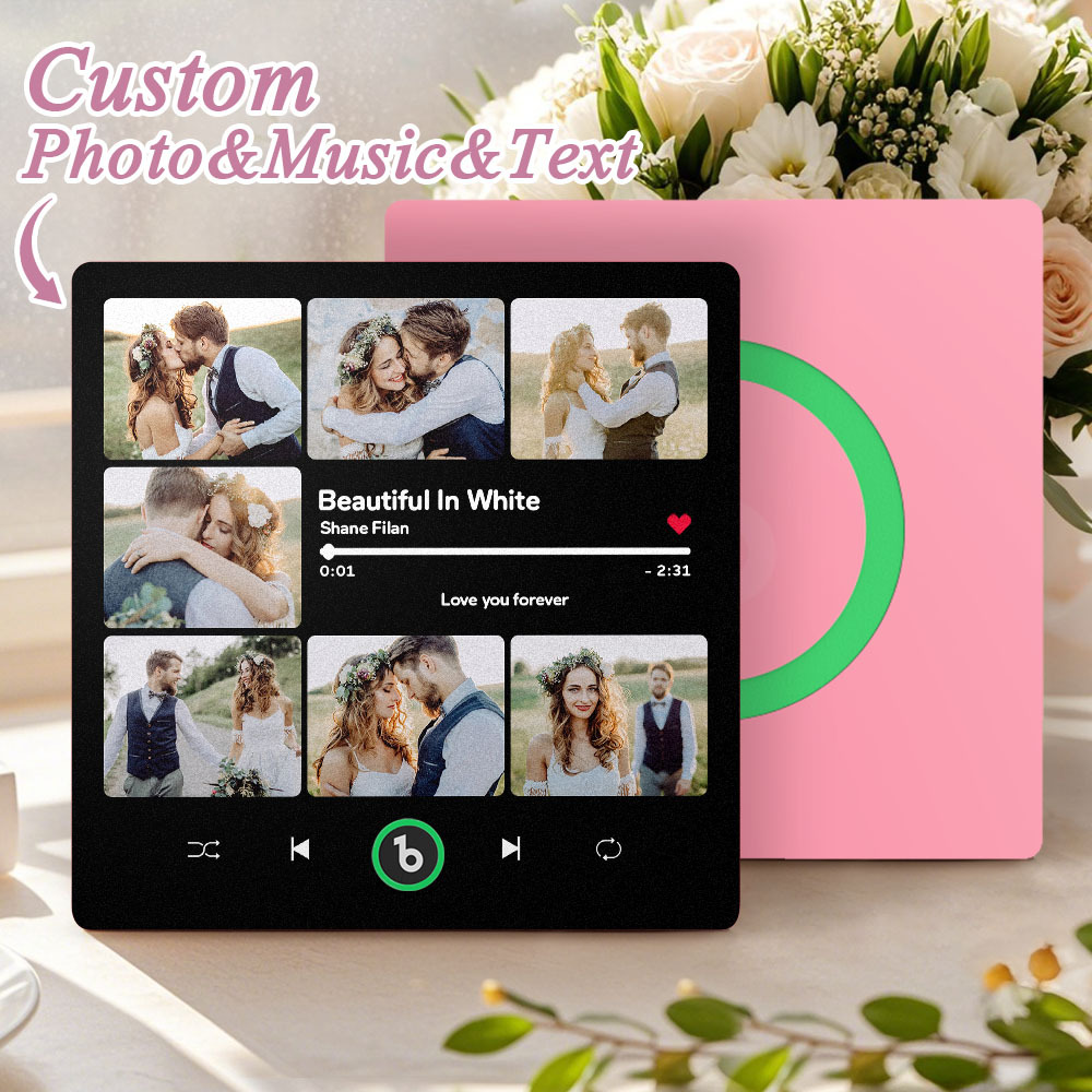 Custom Music & Multi Photo Fridge Magnet Personalized Photo Song Magnet That Can Play Music Wedding Gift for Couple - Bestchristmasgifts