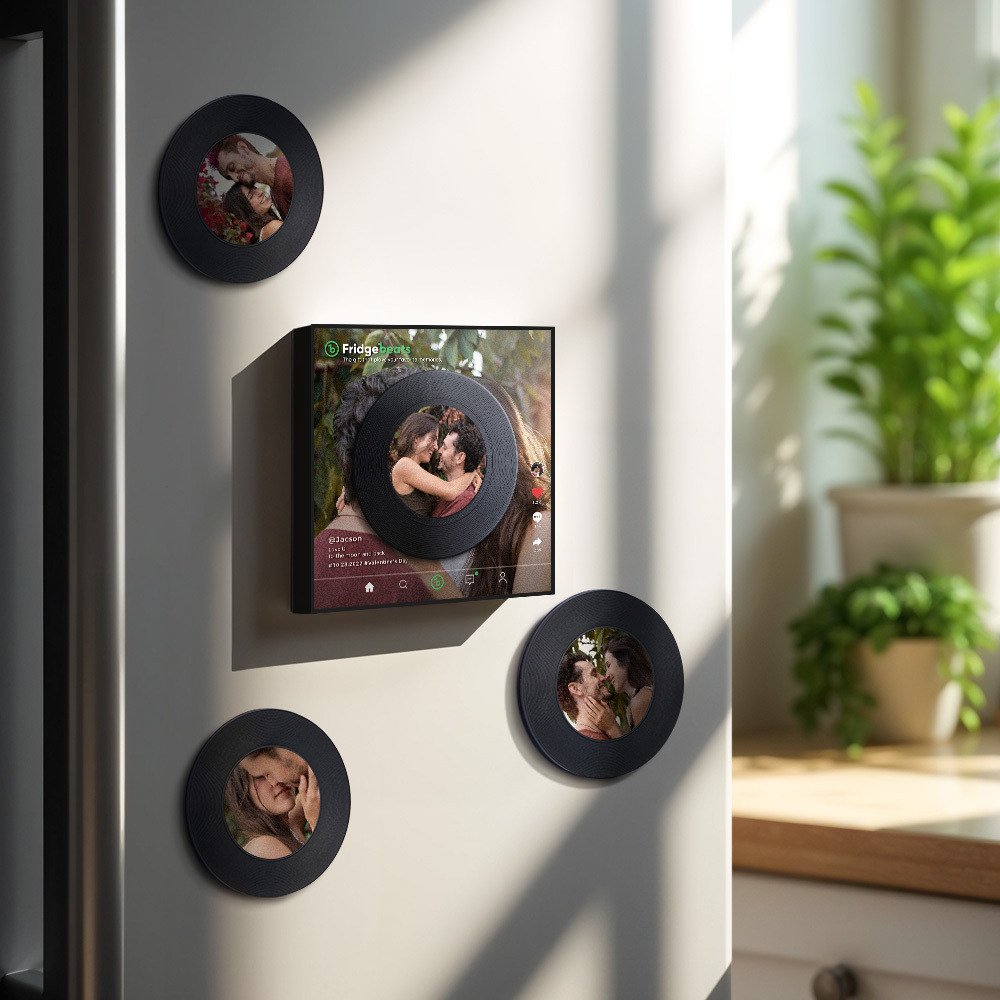 Custom Music Fridge Magnet Supports 1-6 Songs Personalized Photo Fridge Magnets Anniversary Gift for Couple