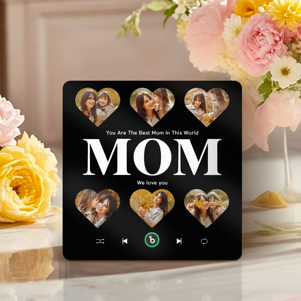 Custom Music & Multi Photo Fridge Magnet Personalized  Fridge Magnet Mother's Day Gift
