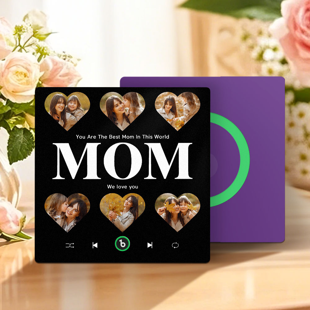 Custom Music & Multi Photo Fridge Magnet Personalized  Fridge Magnet Mother's Day Gift