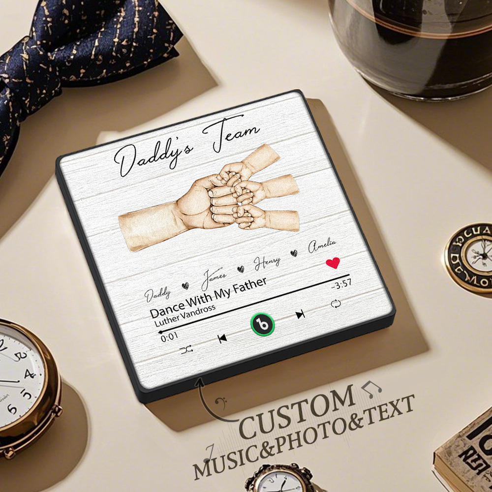 Custom Daddy Team Music Fridge Magnet Gift for Father