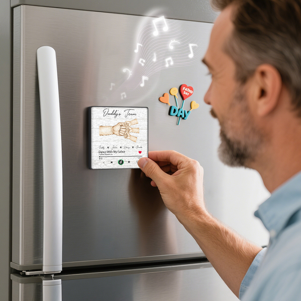 Custom Daddy Team Music Fridge Magnet Gift for Father