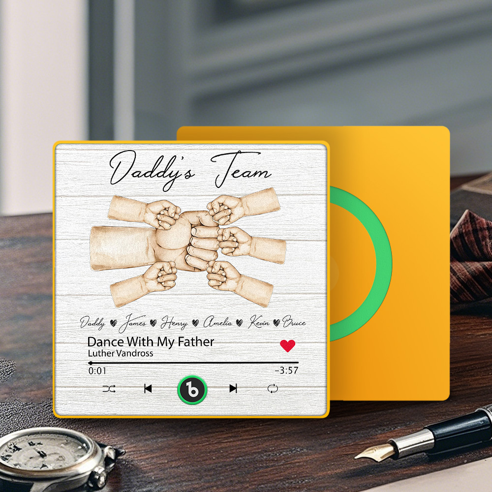 Custom Daddy Team Music Fridge Magnet Gift for Father