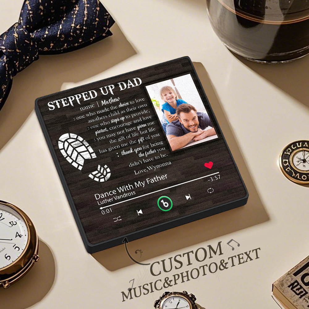 Custom Stepped Up Dad Music Fridge Magnet Gift for Father