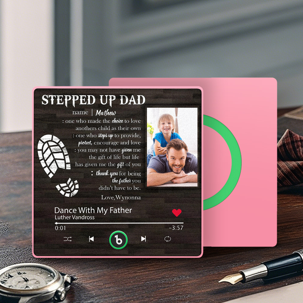 Custom Stepped Up Dad Music Fridge Magnet Gift for Father