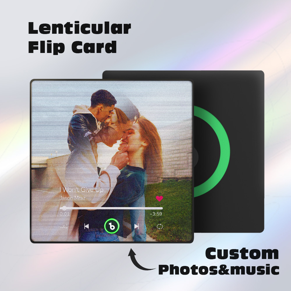 Custom Lenticular Flip Music Fridge Magnet Personalized 2 Photos in 1 Album Fridge Magnet for Couple - Bestchristmasgifts
