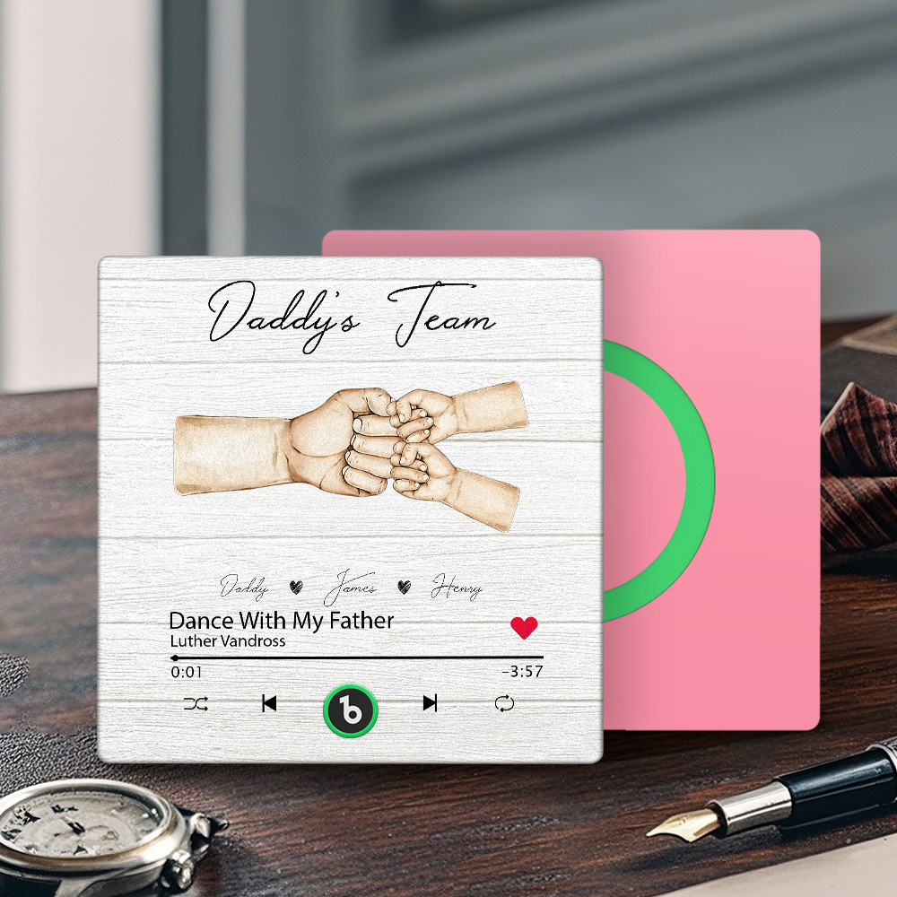 Custom Daddy Team Music Fridge Magnet Gift for Father