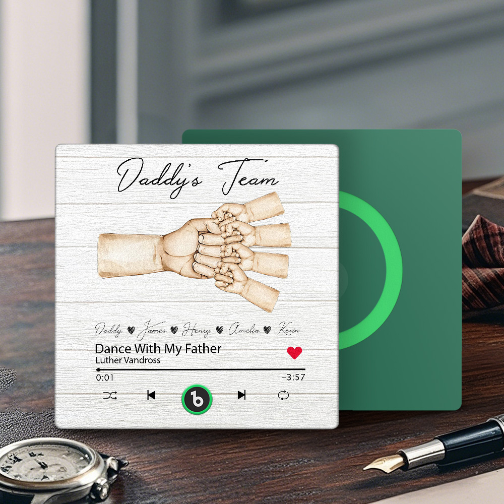 Custom Daddy Team Music Fridge Magnet Gift for Father