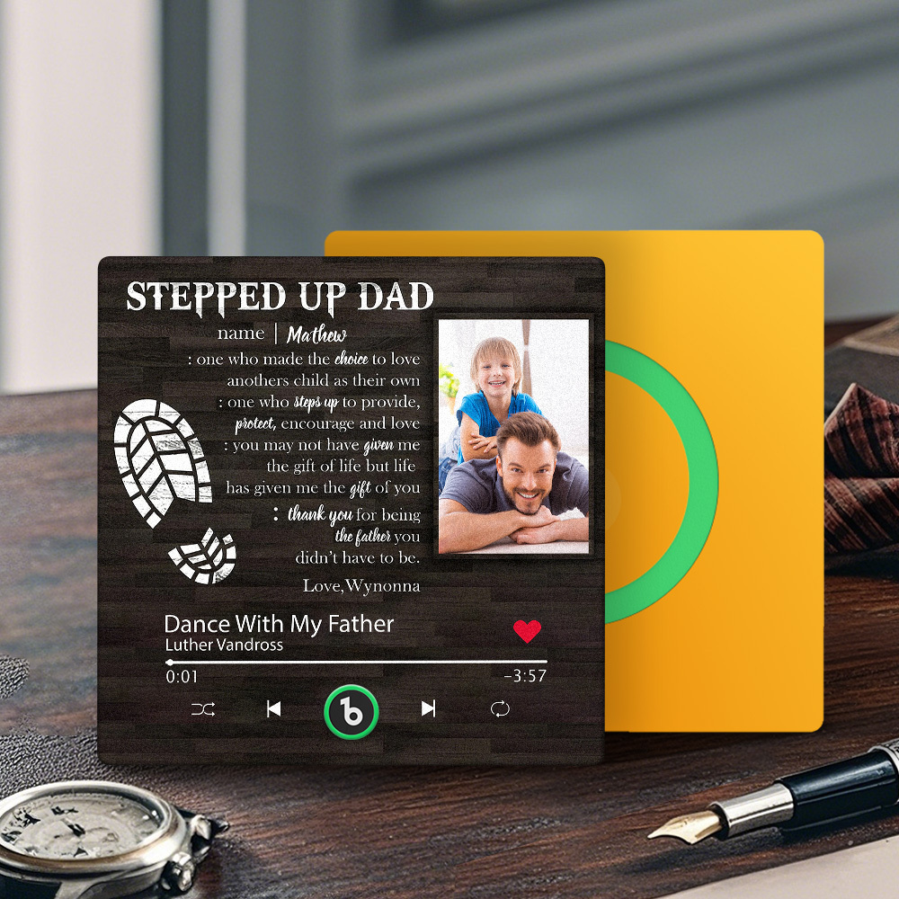 Custom Stepped Up Dad Music Fridge Magnet Gift for Father