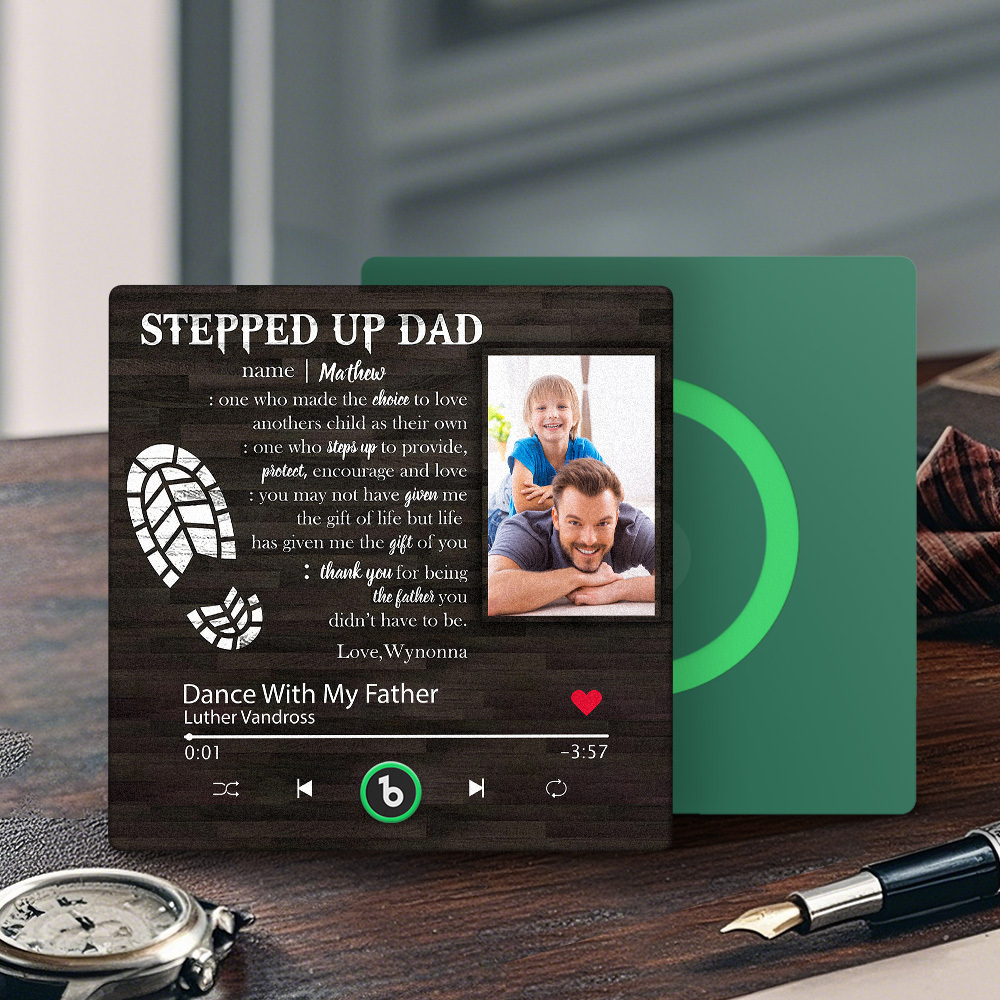 Custom Stepped Up Dad Music Fridge Magnet Gift for Father