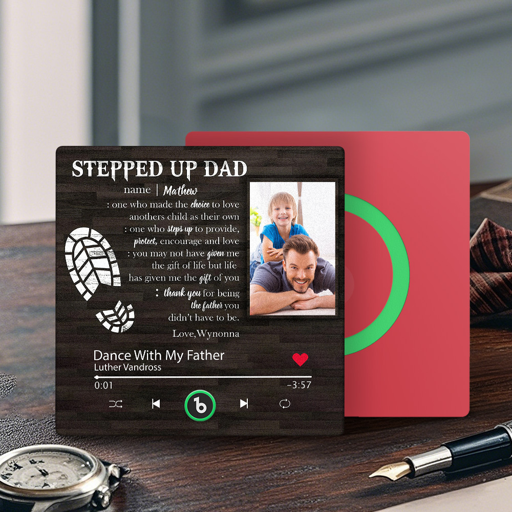 Custom Stepped Up Dad Music Fridge Magnet Gift for Father