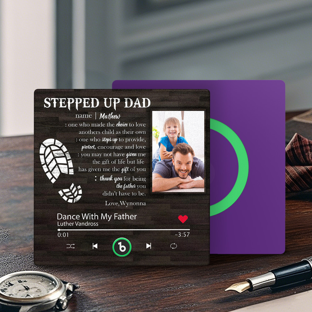 Custom Stepped Up Dad Music Fridge Magnet Gift for Father