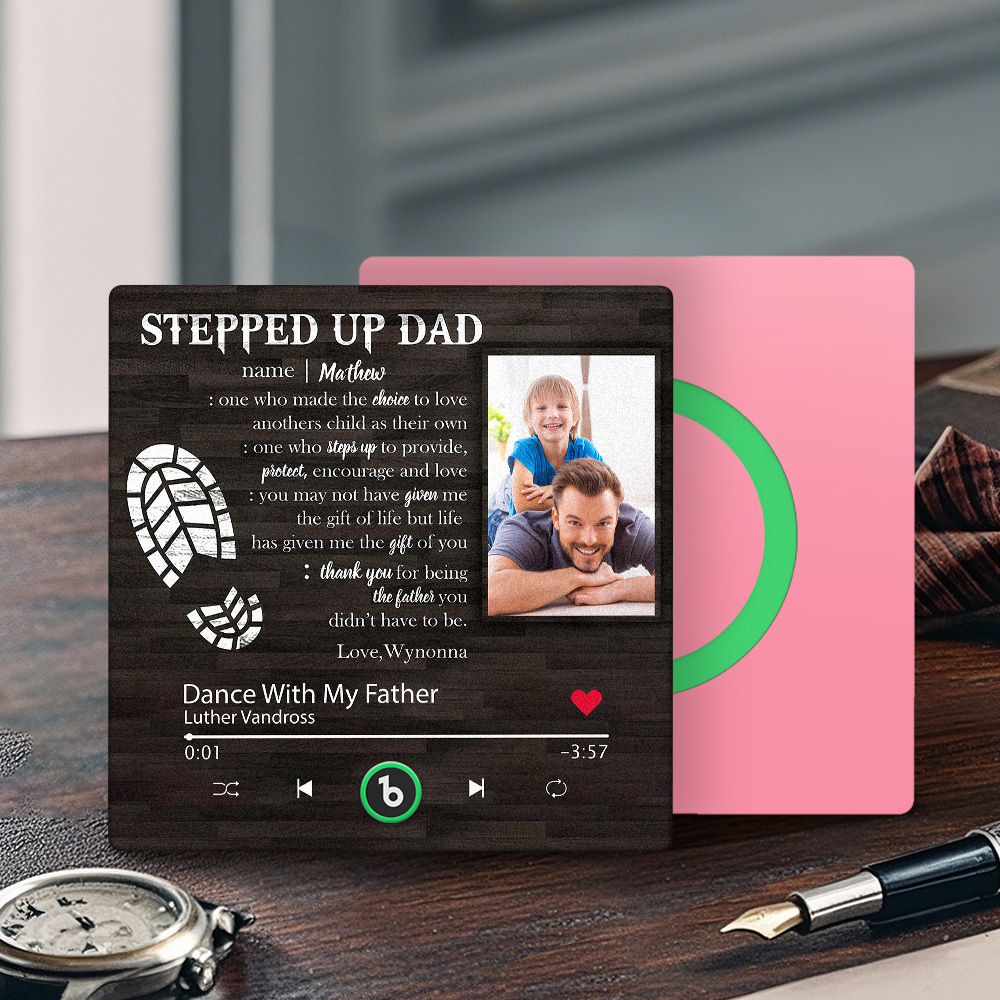 Custom Stepped Up Dad Music Fridge Magnet Gift for Father