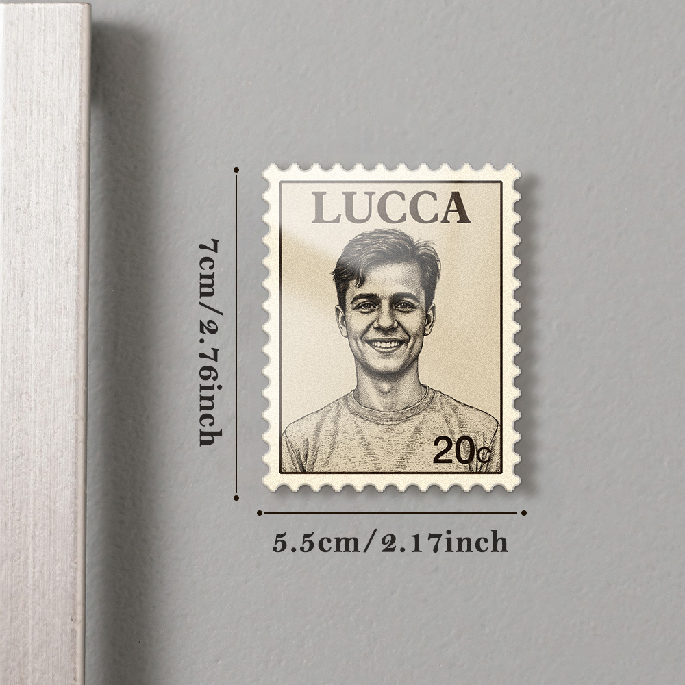 Custom Portrait Vintage Stamp Fridge Magnet Personalized Photo Name Postage Stamp Fridge Magnet Anniversary Gifts - Giftlab