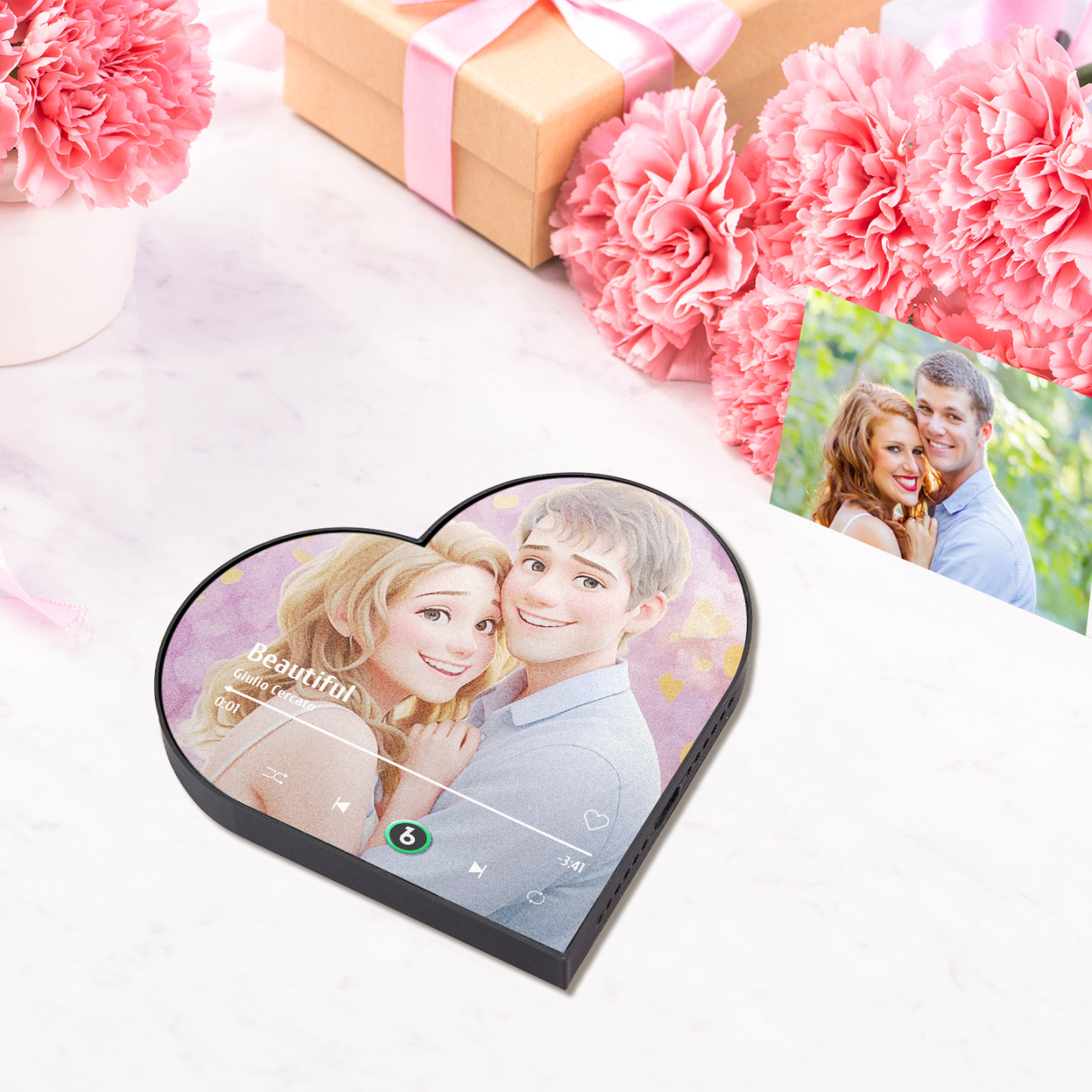 Custom Music Fridge Magnet Personalized Photo Cartoon Style Heart Frame Song Fridge Magnet That Can Play Songs Anniversary Gifts Birthday Gift for Couple