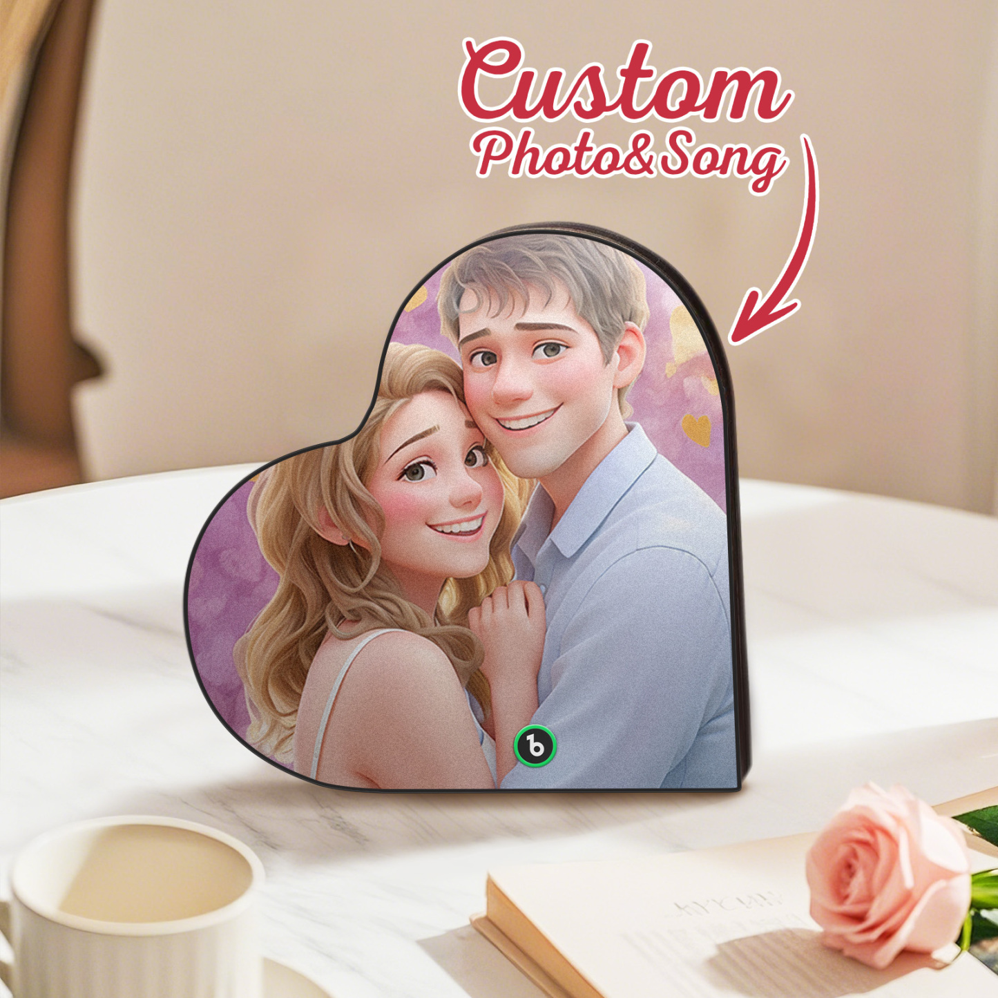 Custom Music Fridge Magnet Personalized Photo Cartoon Style Heart Frame Song Fridge Magnet That Can Play Songs Anniversary Gifts Birthday Gift for Couple