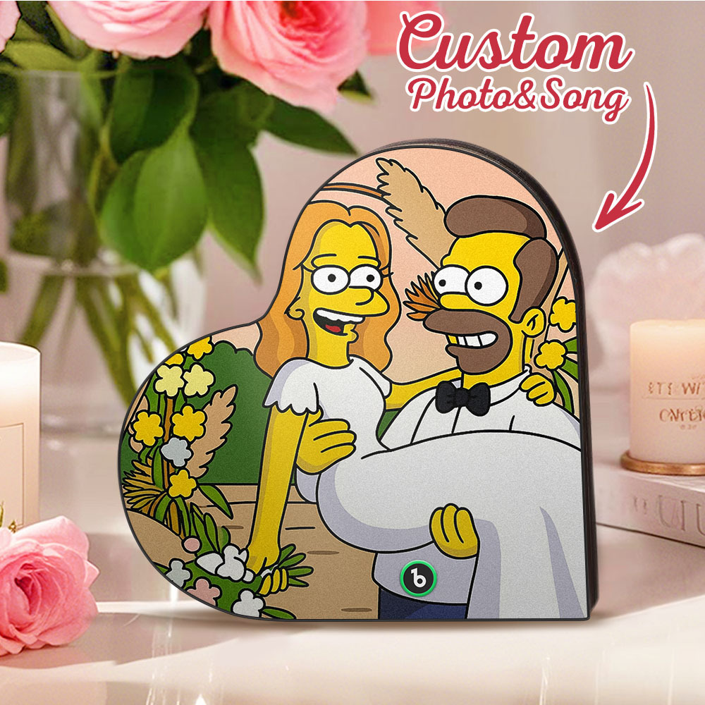 Custom Heart-Shaped Music Fridge Magnet Personalized Photo Various Cartoon Style Song Fridge Magnet That Can Play Songs Wedding Gifts Anniversary Gifts for Couple - Bestchristmasgifts