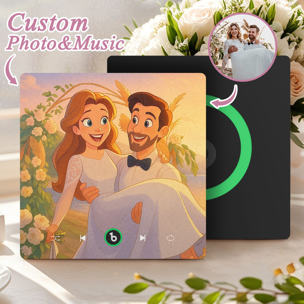 Custom Music Fridge Magnet Personalized Photo Various Cartoon Style Song Magnet That Can Play Songs Wedding Gifts Anniversary Gifts for Couple - Bestchristmasgifts