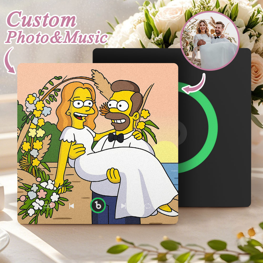 Custom Music Fridge Magnet Personalized Photo Various Cartoon Style Song Magnet That Can Play Songs Wedding Gifts Anniversary Gifts for Couple - Bestchristmasgifts