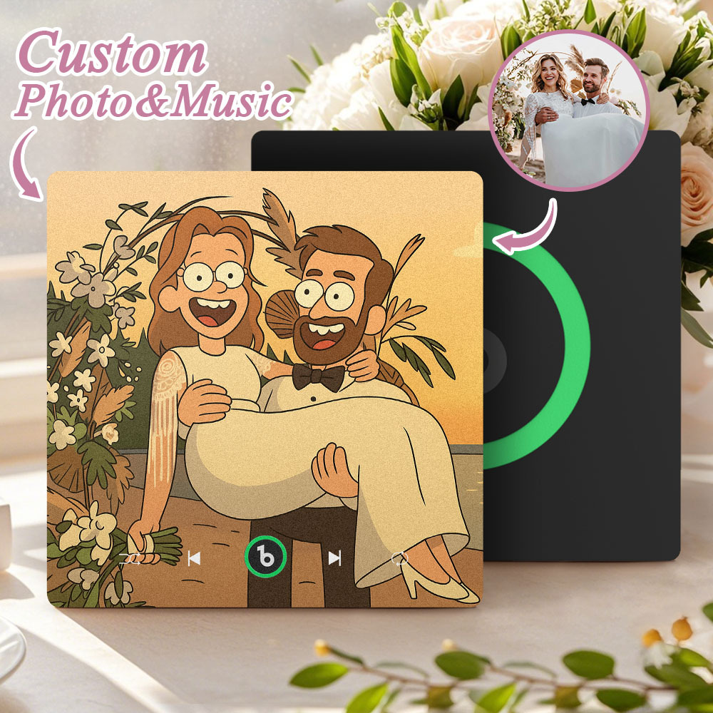 Custom Music Fridge Magnet Personalized Photo Various Cartoon Style Song Magnet That Can Play Songs Wedding Gifts Anniversary Gifts for Couple - Bestchristmasgifts