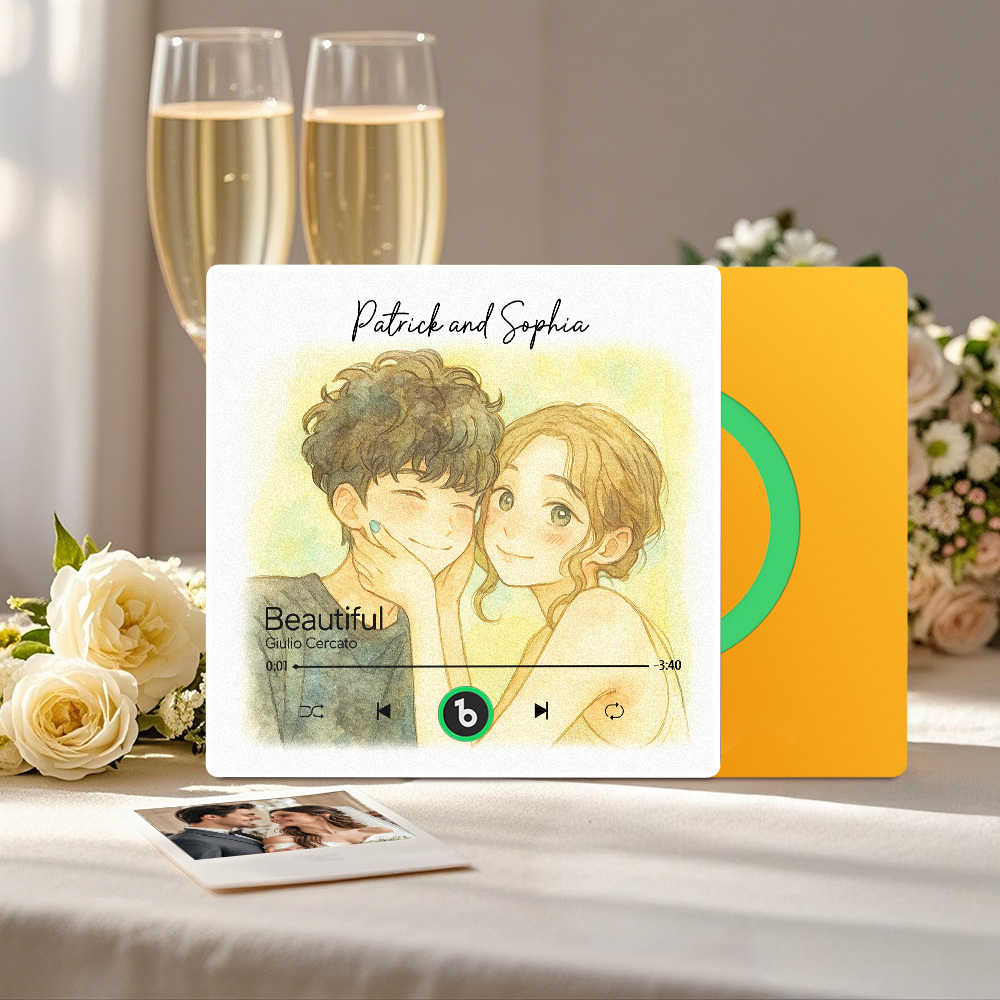 Custom Music Fridge Magnet Personalized Photo Watercolor Style Song Magnet That Can Play Songs Wedding Gifts Anniversary Gifts for Couple - Bestchristmasgifts