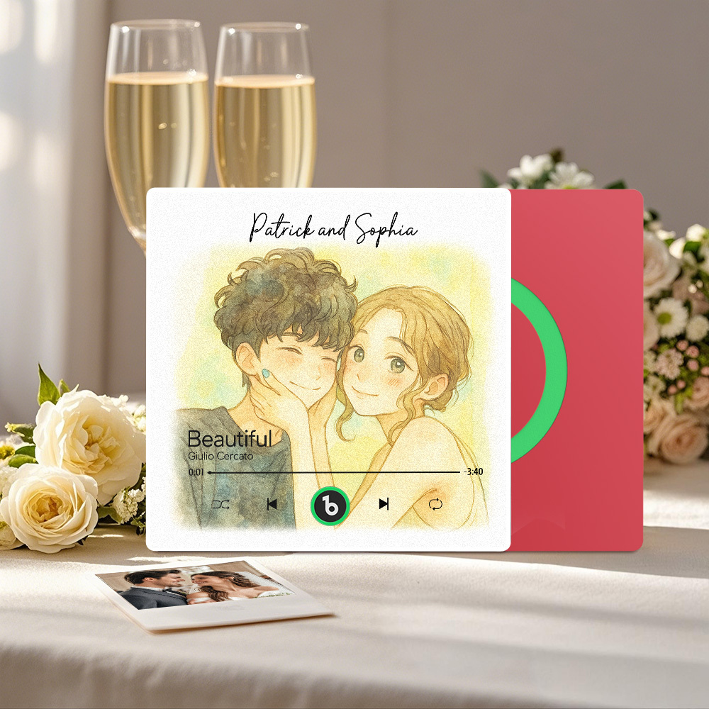 Custom Music Fridge Magnet Personalized Photo Watercolor Style Song Magnet That Can Play Songs Wedding Gifts Anniversary Gifts for Couple - Bestchristmasgifts