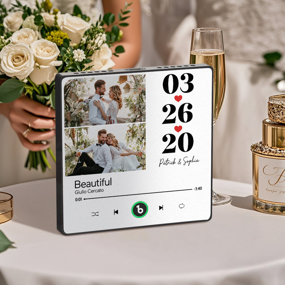 Custom Music Fridge Magnet Personalized 2 Photos Song Magnet That Can Play Songs Wedding Gifts Anniversary Gifts for Couple - Bestchristmasgifts