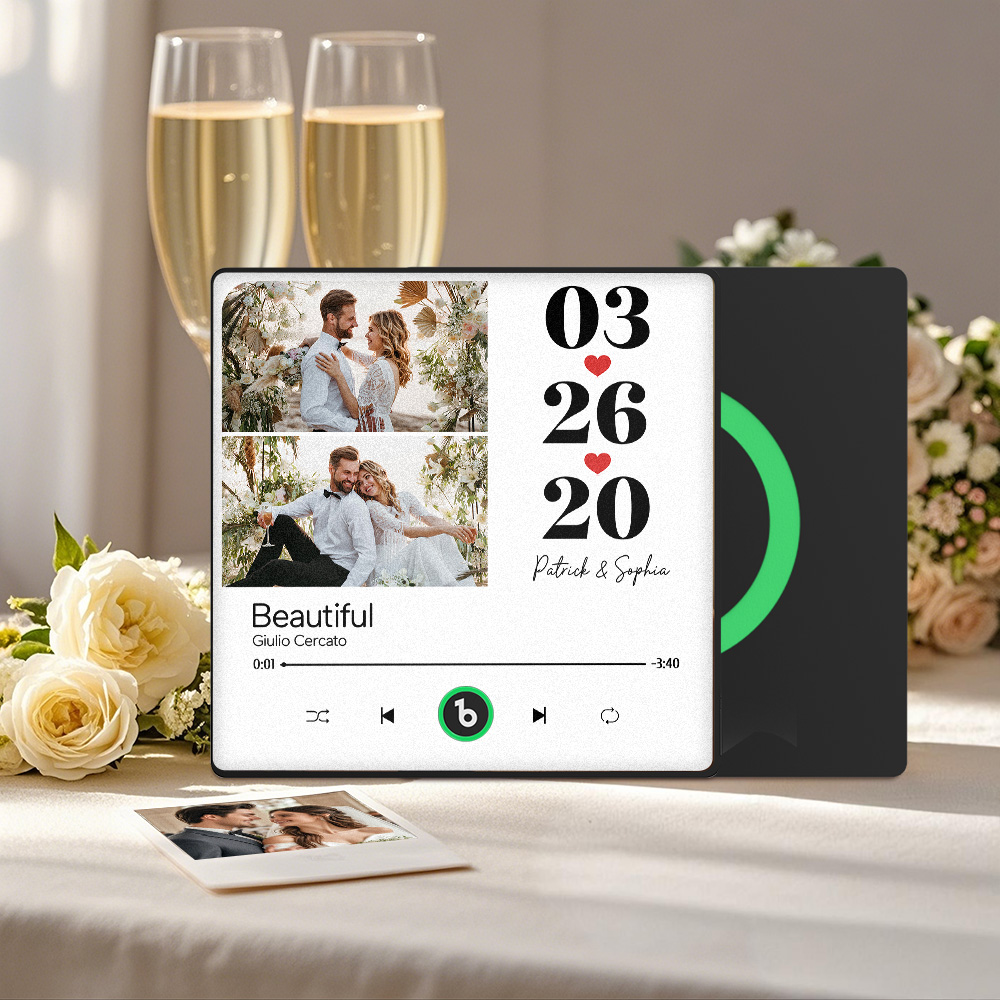 Custom Music Fridge Magnet Personalized 2 Photos Song Magnet That Can Play Songs Wedding Gifts Anniversary Gifts for Couple - Bestchristmasgifts