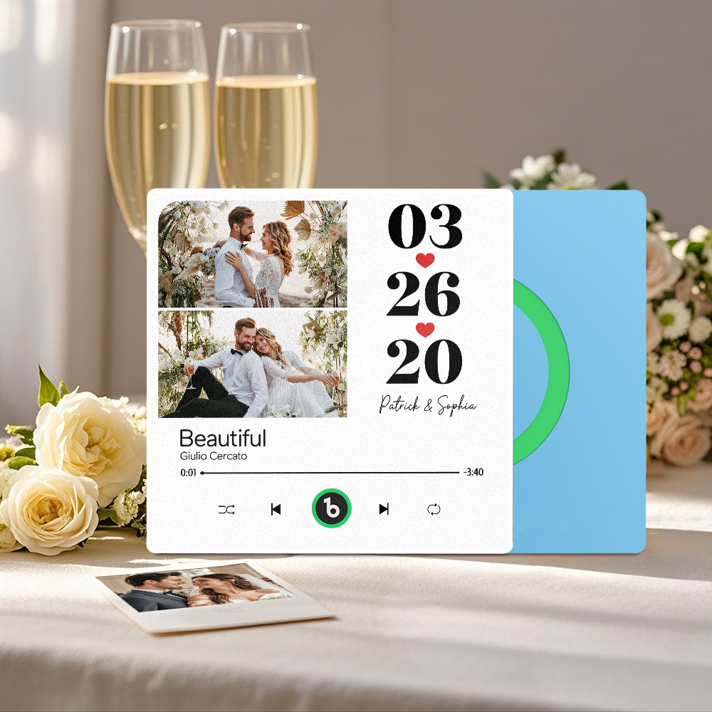 Custom Music Fridge Magnet Personalized 2 Photos Song Magnet That Can Play Songs Wedding Gifts Anniversary Gifts for Couple - Bestchristmasgifts