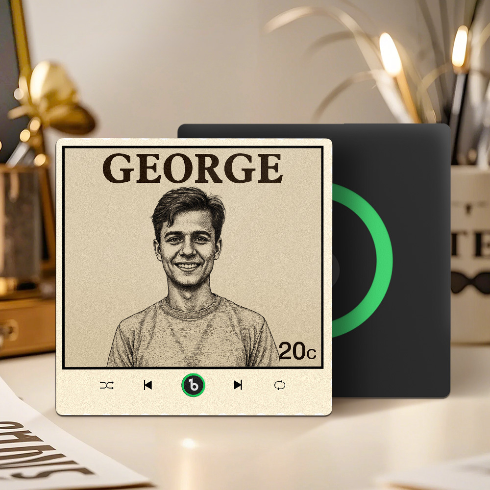 Custom Portrait Vintage Stamp Music Fridge Magnet Personalized Photo Name Postage Stamp Music Fridge Magnet That Can Play Song Gifts for Him - Bestchristmasgifts