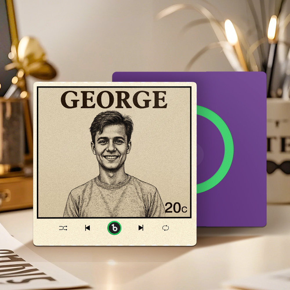 Custom Portrait Vintage Stamp Music Fridge Magnet Personalized Photo Name Postage Stamp Music Fridge Magnet That Can Play Song Gifts for Him - Bestchristmasgifts