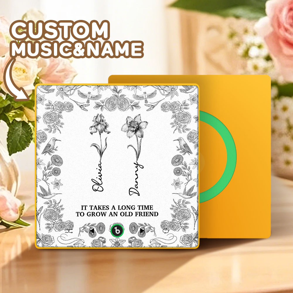 Toile De Jouy Birth Flower Grow An Old Friend Personalized Music Fridge Magnet That Can Play Song Without Cellphone Gift for Grandma for Mama - Bestchristmasgifts