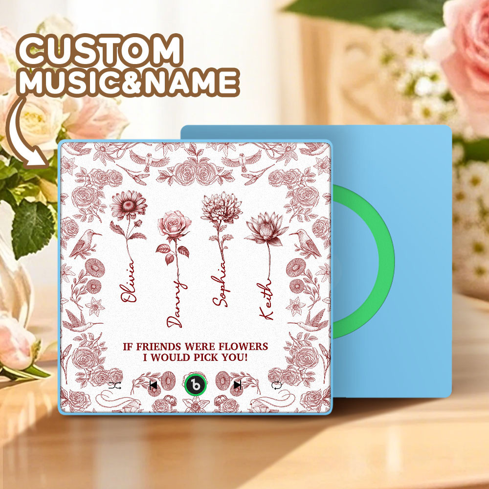 Toile De Jouy Birth Flower Grow An Old Friend Personalized Music Fridge Magnet That Can Play Song Without Cellphone Gift for Grandma for Mama - Bestchristmasgifts