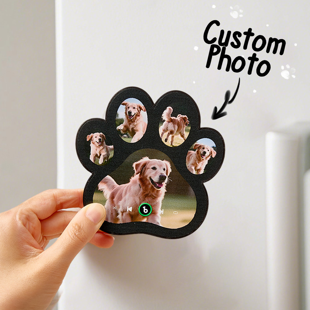 Custom Music Fridge Magnet Personalized Paw Print Song Magnets That Can Play Music Anniversary Gifts Memorial Gifts for Pet Lovers - Bestchristmasgifts