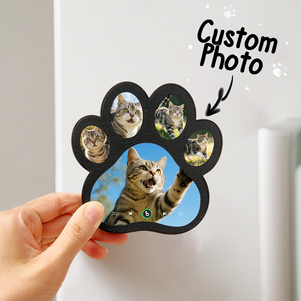 Custom Music Fridge Magnet Personalized Paw Print Song Magnets That Can Play Music Anniversary Gifts Memorial Gifts for Pet Lovers - Bestchristmasgifts