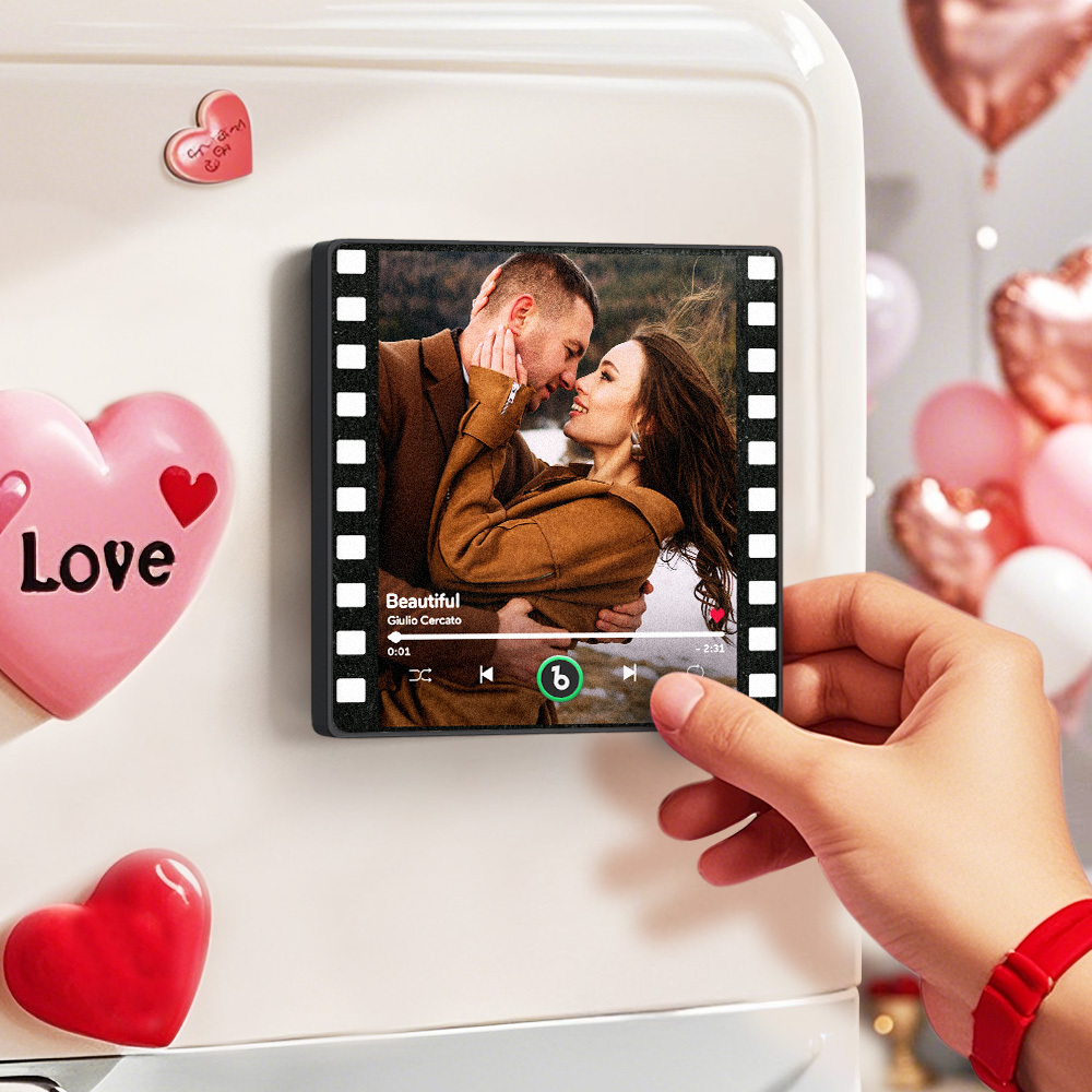 Custom Portrait Vintage Stamp Music Fridge Magnet Personalized Photo Name Postage Stamp Music Fridge Magnet That Can Play Song Gifts for Him - Bestchristmasgifts