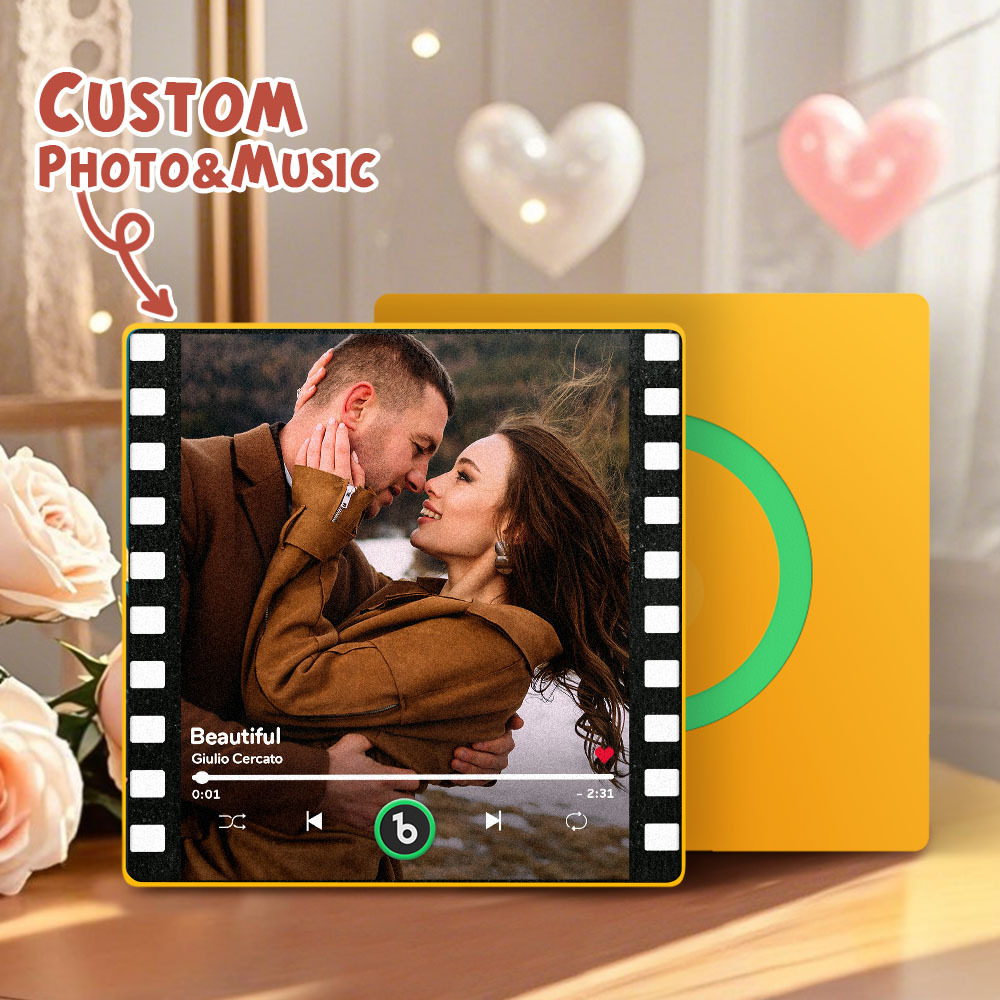 Custom Portrait Vintage Stamp Music Fridge Magnet Personalized Photo Name Postage Stamp Music Fridge Magnet That Can Play Song Gifts for Him - Bestchristmasgifts