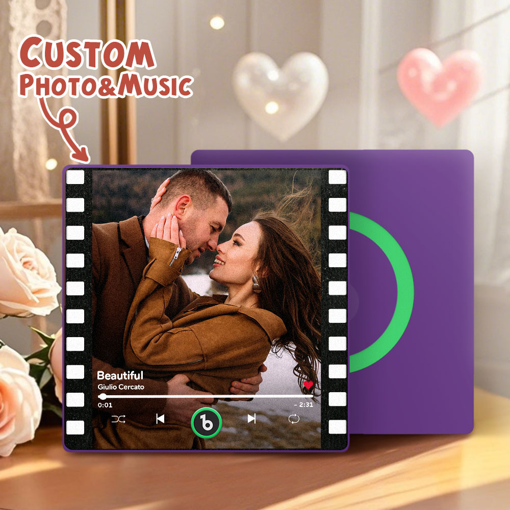 Custom Portrait Vintage Stamp Music Fridge Magnet Personalized Photo Name Postage Stamp Music Fridge Magnet That Can Play Song Gifts for Him - Bestchristmasgifts