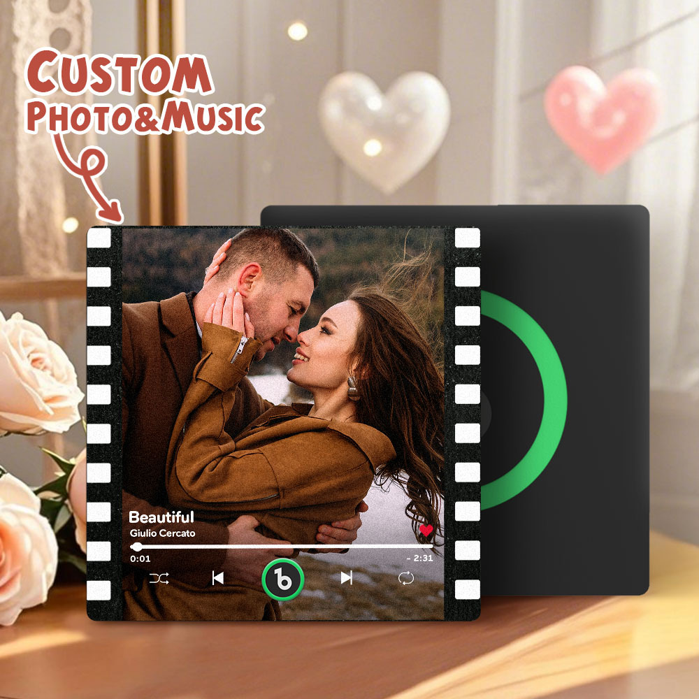 Custom Portrait Vintage Stamp Music Fridge Magnet Personalized Photo Name Postage Stamp Music Fridge Magnet That Can Play Song Gifts for Him - Bestchristmasgifts