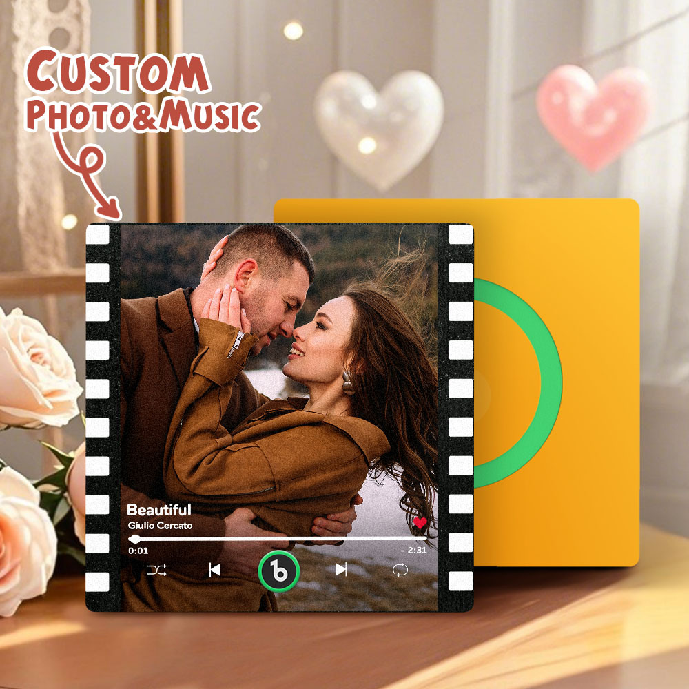 Custom Portrait Vintage Stamp Music Fridge Magnet Personalized Photo Name Postage Stamp Music Fridge Magnet That Can Play Song Gifts for Him - Bestchristmasgifts