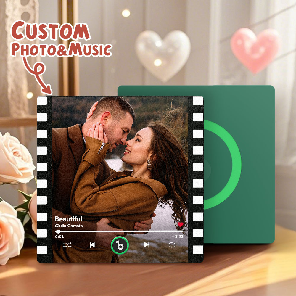 Custom Portrait Vintage Stamp Music Fridge Magnet Personalized Photo Name Postage Stamp Music Fridge Magnet That Can Play Song Gifts for Him - Bestchristmasgifts